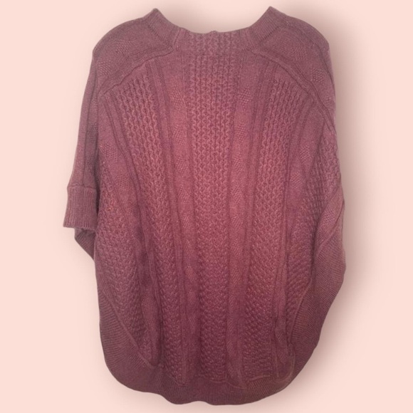 Talbots Cable Knit Button Collar Round  Hem Poncho, Size S - Picture 3 of 6